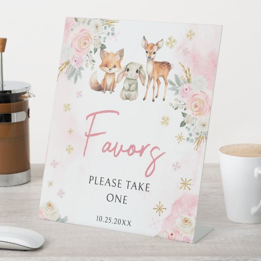 Schattigee winter baby meisje douche gunsten Pedes Reclamebord Met Voetstuk (Insitu)