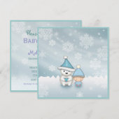 Schattigee Winter Baby Shower Uitnodigingen (Voorkant / Achterkant)