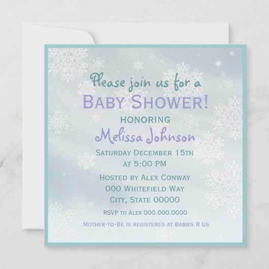 Schattigee Winter Baby Shower Uitnodigingen (Achterkant)