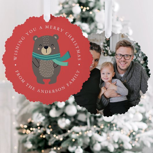 Schattigee Winter Beer Fotovakantie Ornament Kaart