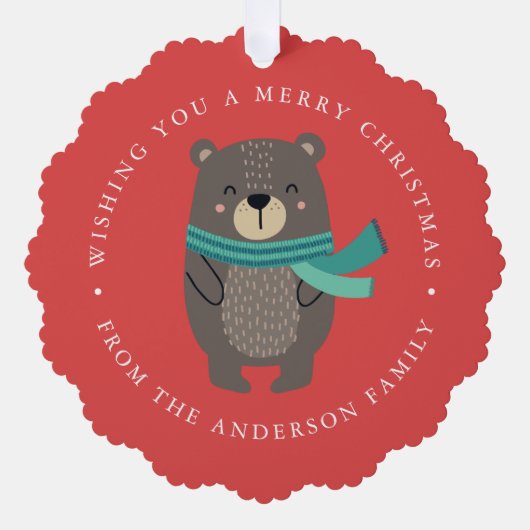 Schattigee Winter Beer Fotovakantie Ornament Kaart (Voorkant)