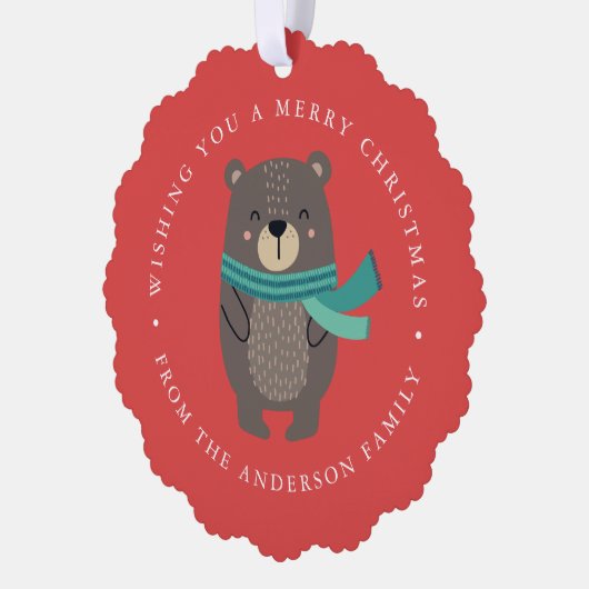 Schattigee Winter Beer Fotovakantie Ornament Kaart (Links)