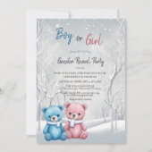 Schattigee Winter Beren Gender Reveal Party Kaart (Voorkant)