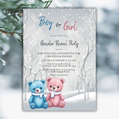 Schattigee Winter Beren Gender Reveal Party Kaart