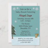 Schattigee Winter Beren Woodland Baby shower Invit Kaart (Achterkant)