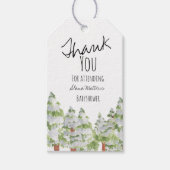 Schattigee winter bos babyshower gunsttags cadeaulabel (Voorkant)