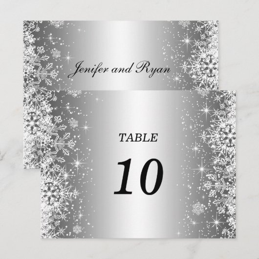 Schattigee winter bruiloft Tafel Nummer Briefkaart (Voorkant / Achterkant)