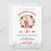 Schattigee Winter Bunny Poinsettia Kerstfeest Kaart (Voorkant)