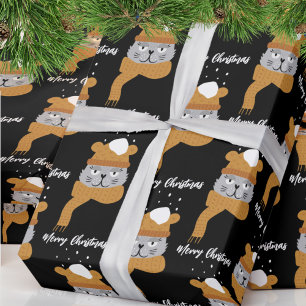 Schattigee Winter Cat Christmas Wrapping Paper Cadeaupapier