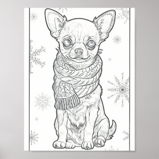 Schattigee Winter Chihuahua Kleurplaat Poster