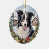 Schattigee Winter Christmas Border Collie Keramisch Ornament (Rechts)