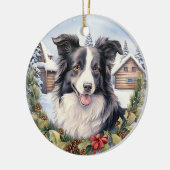 Schattigee Winter Christmas Border Collie Keramisch Ornament (Links)