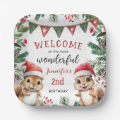 Schattigee Winter Eekhoorn Kerst 2e Verjaardag Papieren Bordje (Voorkant)