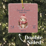 Schattigee winter egel baby meisje geboorte statis keramisch ornament<br><div class="desc">Kondig de komst van uw baby meisje met onze Schattigee Winter Hedgehog Baby Geboorte Stats Keramische Ornament. Dit charmante ontwerp toont een schattige waterverf Winter Hedgehog versierd met een knus winterse pet en sjaal. Gelegen tegen een serene roze achtergrond met zachte sneeuwval, het creëer een rustgevende en heerlijke sfeer. Voeg...</div>