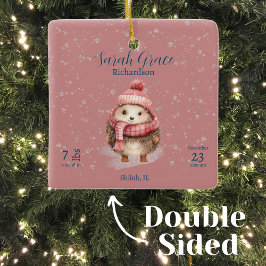 Schattigee winter egel baby meisje geboorte statis keramisch ornament
