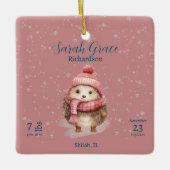 Schattigee winter egel baby meisje geboorte statis keramisch ornament (Voorkant)