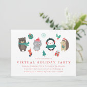 Schattigee Winter Friends Kind's Virtual Holiday P Kaart (Staand voorkant)