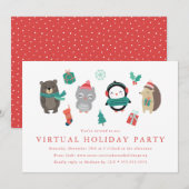 Schattigee Winter Friends Kind's Virtual Holiday P Kaart (Voorkant / Achterkant)