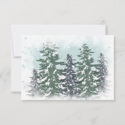 Schattigee winter groene dennen ijs sneeuwman baby bedankkaart (Achterkant)