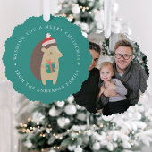 Schattigee Winter Hedgehog Fotovakantie Ornament Kaart