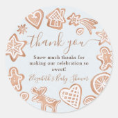 Schattigee winter kerst cookie baby shower dank ronde sticker (Voorkant)
