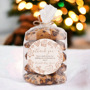Schattigee winter kerst cookie baby shower dank ronde sticker