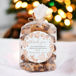 Schattigee winter kerst cookie baby shower dank ronde sticker