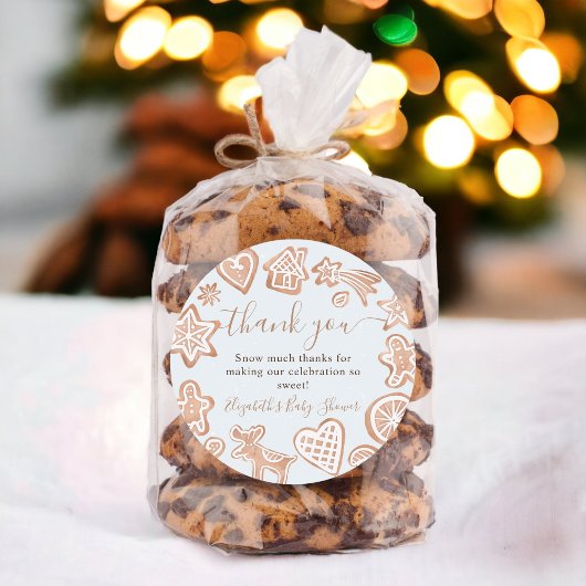 Schattigee winter kerst cookie baby shower dank ronde sticker