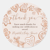 Schattigee winter kerst cookie baby shower dank ronde sticker (Voorkant)
