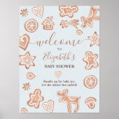 Schattigee winter kerst welkom cookie baby shower poster (Voorkant)