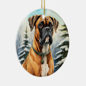 Schattigee Winter Kerstbokser Keramisch Ornament (Rechts)