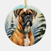 Schattigee Winter Kerstbokser Keramisch Ornament (Voorkant)