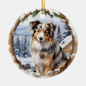 Schattigee Winter Kerstmis Australische Herder Keramisch Ornament (Voorkant)