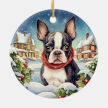 Schattigee Winter Kerstmis Boston Terrier