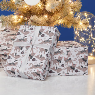 Schattigee Winter Kerstmis Kitty Cat Pattern Cadeaupapier