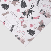 Schattigee Winter Kerstmis Kitty Cat Pattern Tissuepapier (Detail)