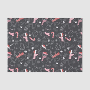 Schattigee Winter Kerstmis Kitty Cat Pattern Tissuepapier