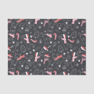 Schattigee Winter Kerstmis Kitty Cat Pattern Tissuepapier