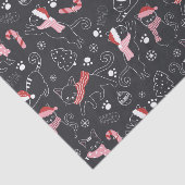 Schattigee Winter Kerstmis Kitty Cat Pattern Tissuepapier (Detail)