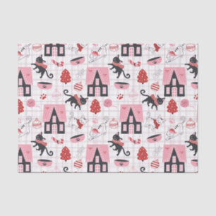 Schattigee Winter Kerstmis Kitty Cat Pattern Tissuepapier