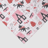 Schattigee Winter Kerstmis Kitty Cat Pattern Tissuepapier (Detail)