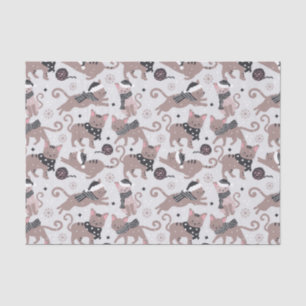 Schattigee Winter Kerstmis Kitty Cat Pattern Tissuepapier