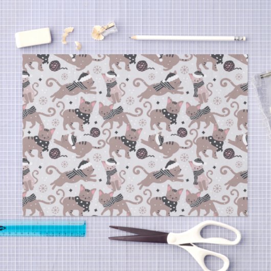 Schattigee Winter Kerstmis Kitty Cat Pattern Tissuepapier (Craft)