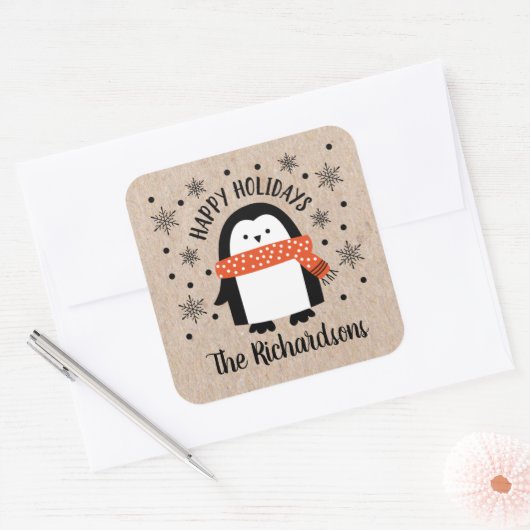 Schattigee Winter Kerstpinguïn Stickers (Envelop)