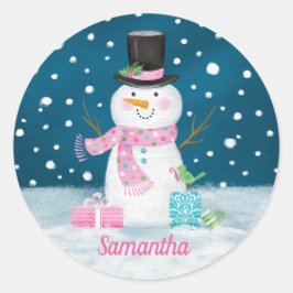 Schattigee Winter Kerstvakantie Sneeuwman Sticker