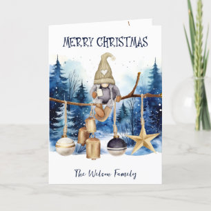 Schattigee Winter Lady Gnome Blauw Bos Vrolijk Ker Feestdagen Kaart