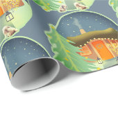 Schattigee Winter Night Cottage Scene Cadeaupapier (Rol Hoek)