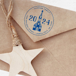 Schattigee Winter Nordic Village Church Kerst Zelfinktende Stempel