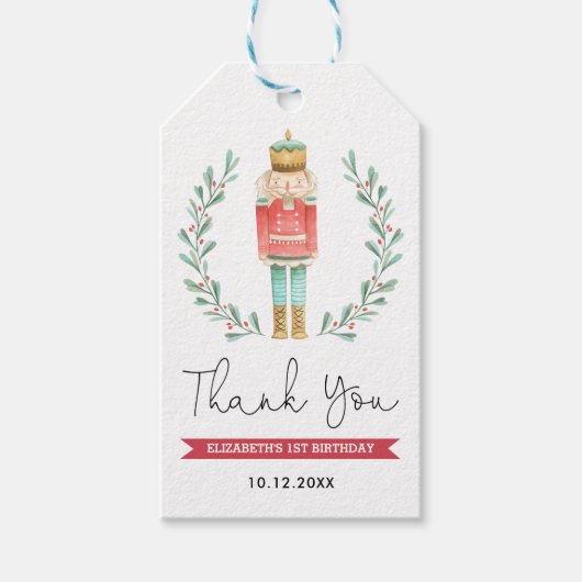 Schattigee Winter Notenkraker Kerstvakantie Favor Cadeaulabel (Voorkant)