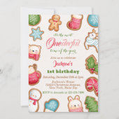 Schattigee Winter Onederful Vakantie 1e Verjaardag Kaart (Voorkant)